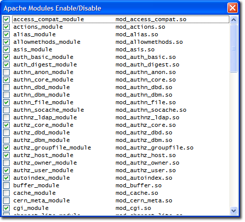 Apache modules enable disable