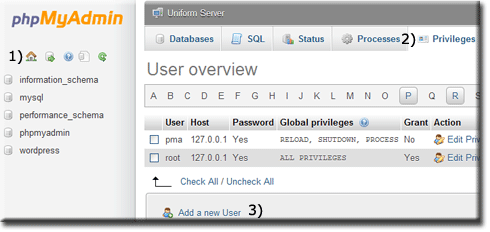 Create restricted user using phpMyAdmin