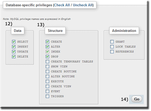 Create restricted user using phpMyAdmin