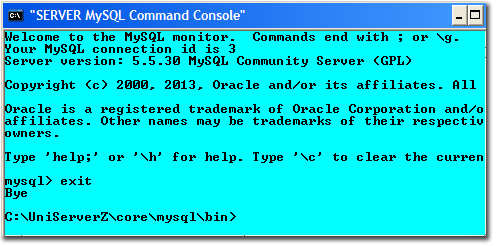 Standard command window