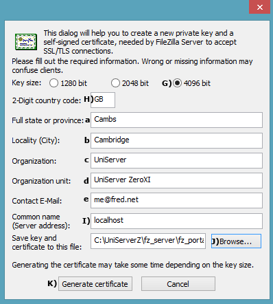 FileZilla Cert details