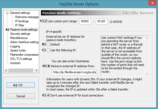 Configure passive mode